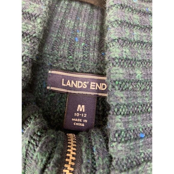 Lands End Womens Teal Ribbed Half-Zip Pullover Sweater M - Picture 4 of 5